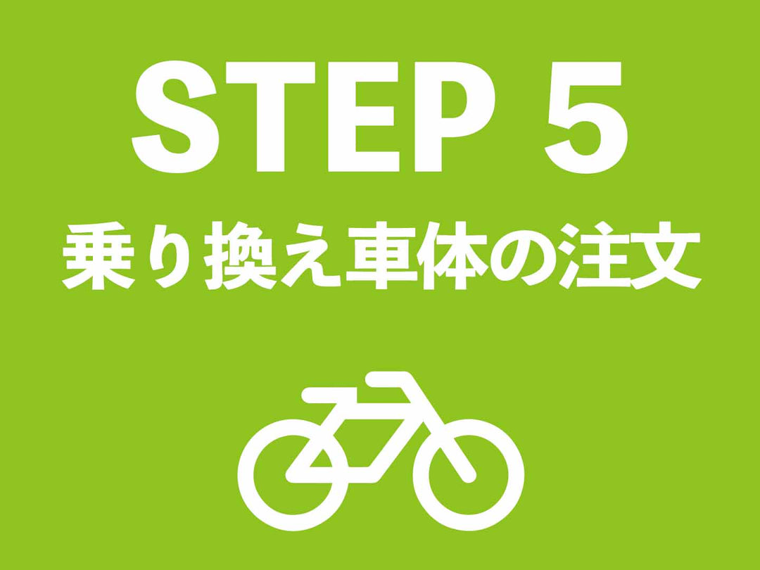 タイトル画像「Step 05 乗り換え車体の注文」