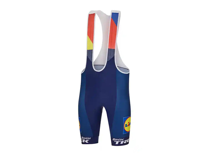 Santini Lidl-Trekレプリカレースビブショーツ:斜め前から見たデザイン