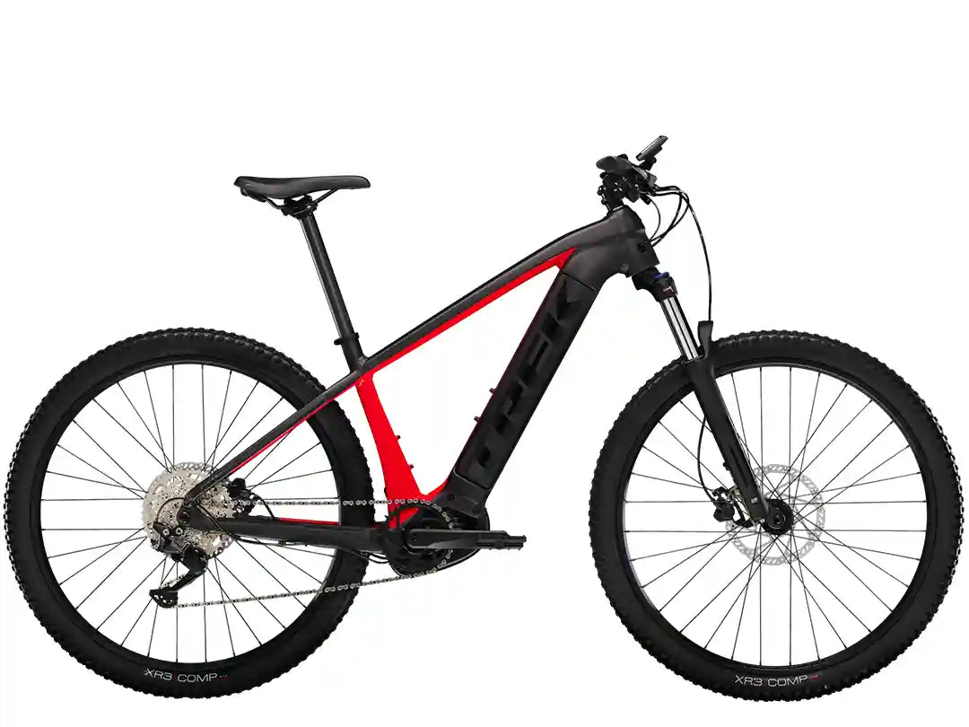 タイプ:eMTB、ブランド:トレック、モデル名:Powerfly 4 Gen 4(パワーフライ 4)、カラー:Matte Black/Gloss Red