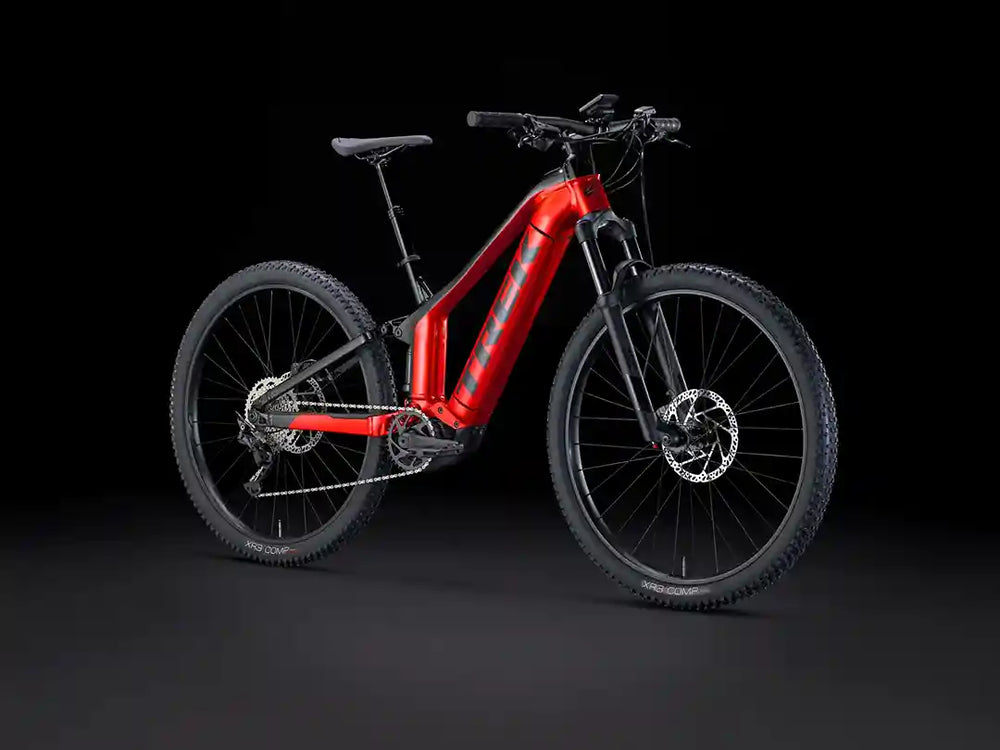 タイプ:フルサスeMTB、ブランド:トレック、モデル名:パワーフライFS4 Gen3、カラー:Lava/Trek Black、撮影箇所:全体像