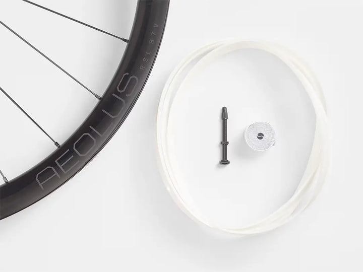 Bontrager Aeolus RSL 37V TLR ディスクロードホイール チューブレスバルブとリムストリップ、およびリムテープが付属