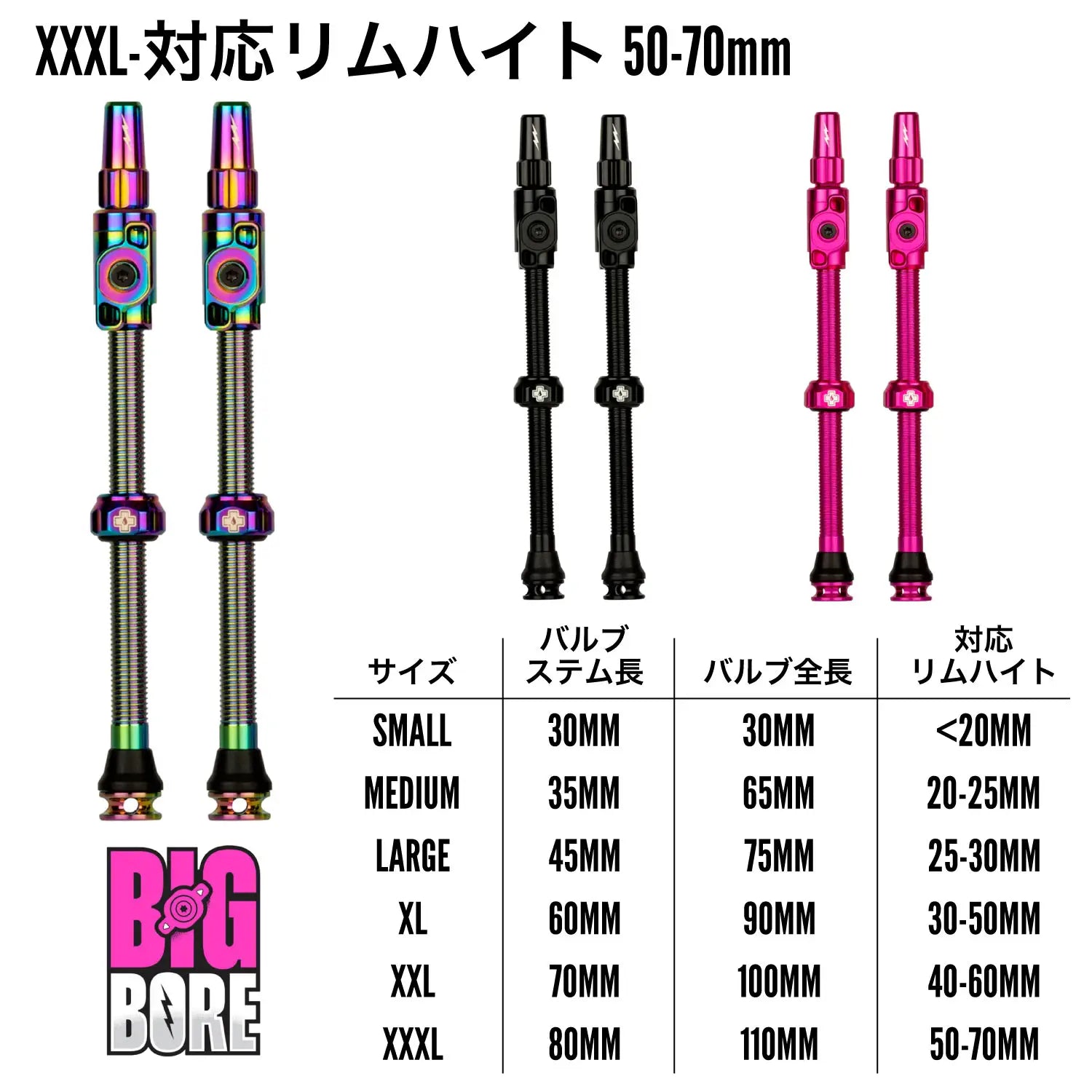 Muc-Off Big Bore Lite Tubeless Valves XXXL – バイクプラス