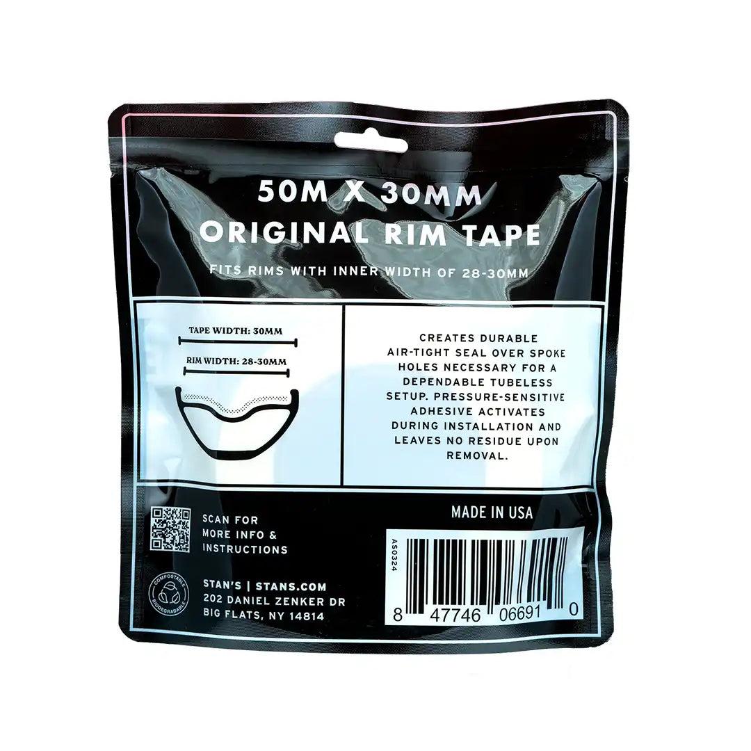 Stan's NoTubes Orijinal Tubeless Rim Tape(スタンズノーチューブ オリジナル チューブレス リムテープ)パッケージ裏面