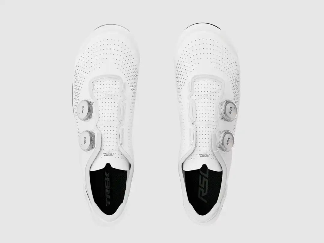 Trek RSLロードサイクリングシューズ カラー:White/Silver 真上から