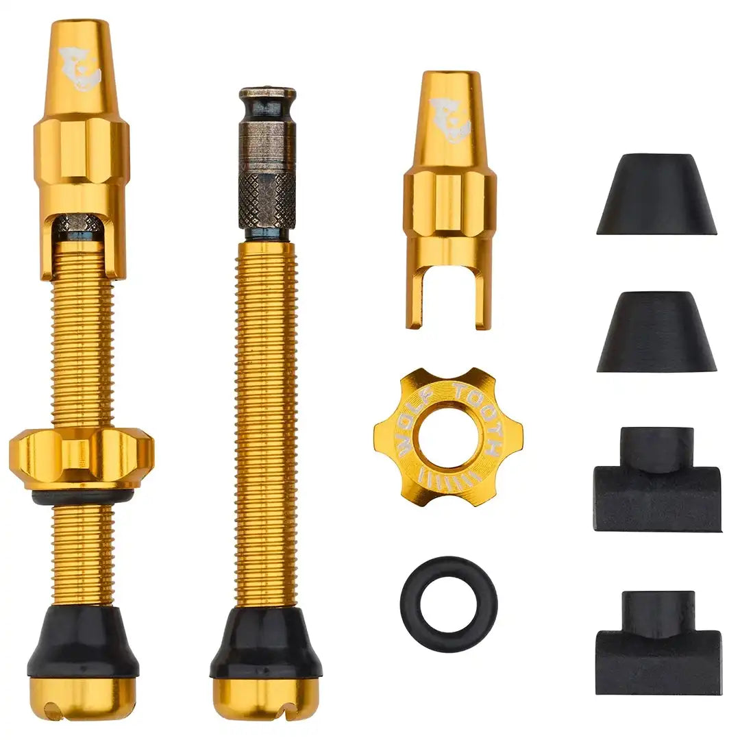 Wolf Tooth Tubeless Valve Stem Kit 44mm for Clik Valve (ウルフトゥース チューブレスバルブ クリックバルブ 44mm)ゴールド