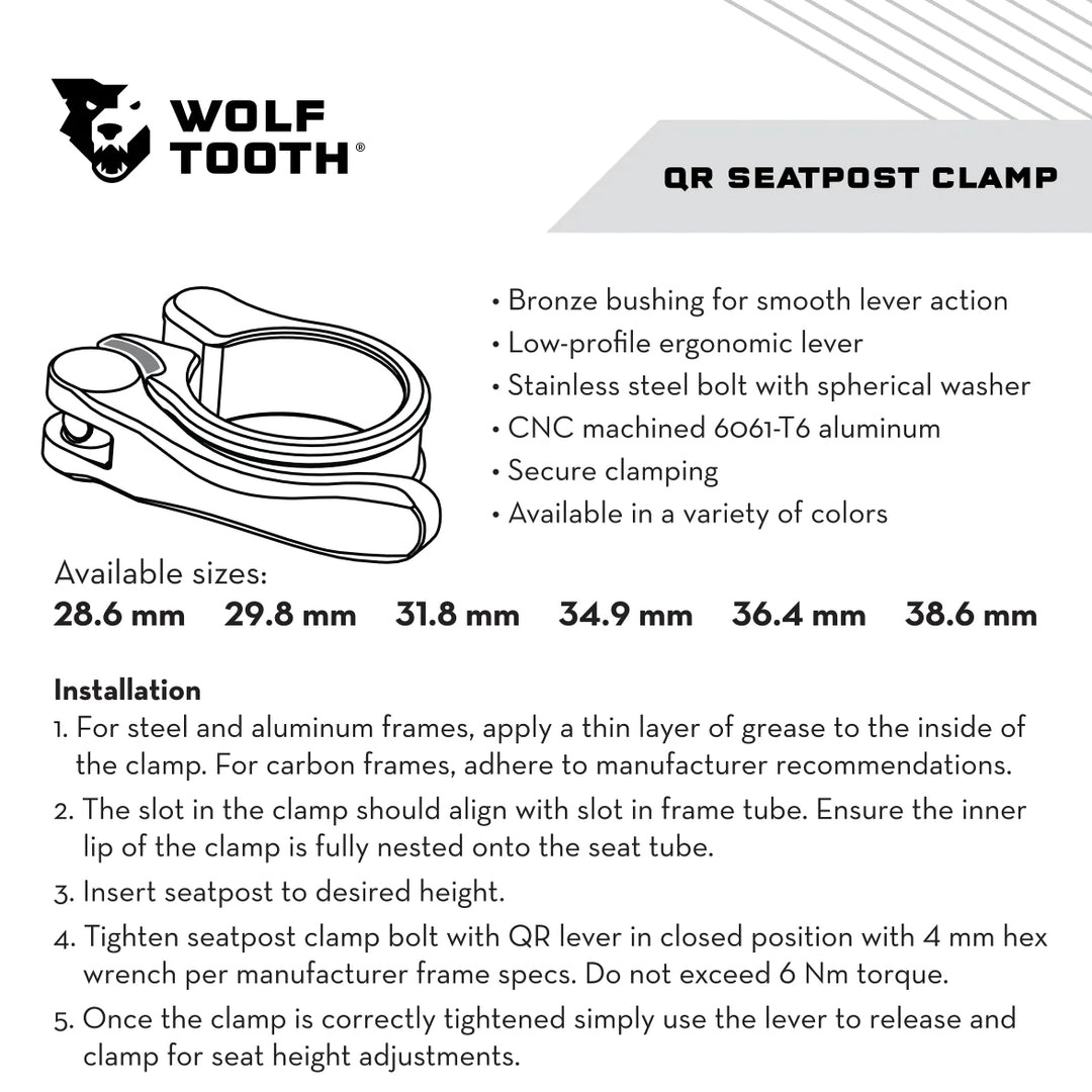 Wolf Tooth Seatpost Clamp Quick Release(ウルフトゥース シートポストクランプ クイックリリース)