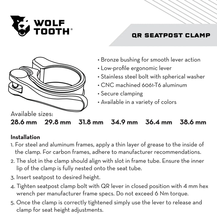 Wolf Tooth Seatpost Clamp Quick Release(ウルフトゥース シートポストクランプ クイックリリース)