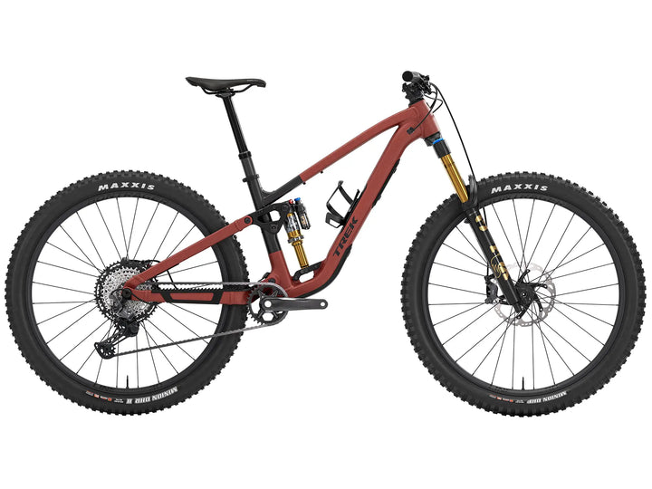 ブランド名：トレック、モデル名：fuel ex 9 xt  gen 7、年式：2026年、カラー：Matte Sedona Red Pennyflake Splatter