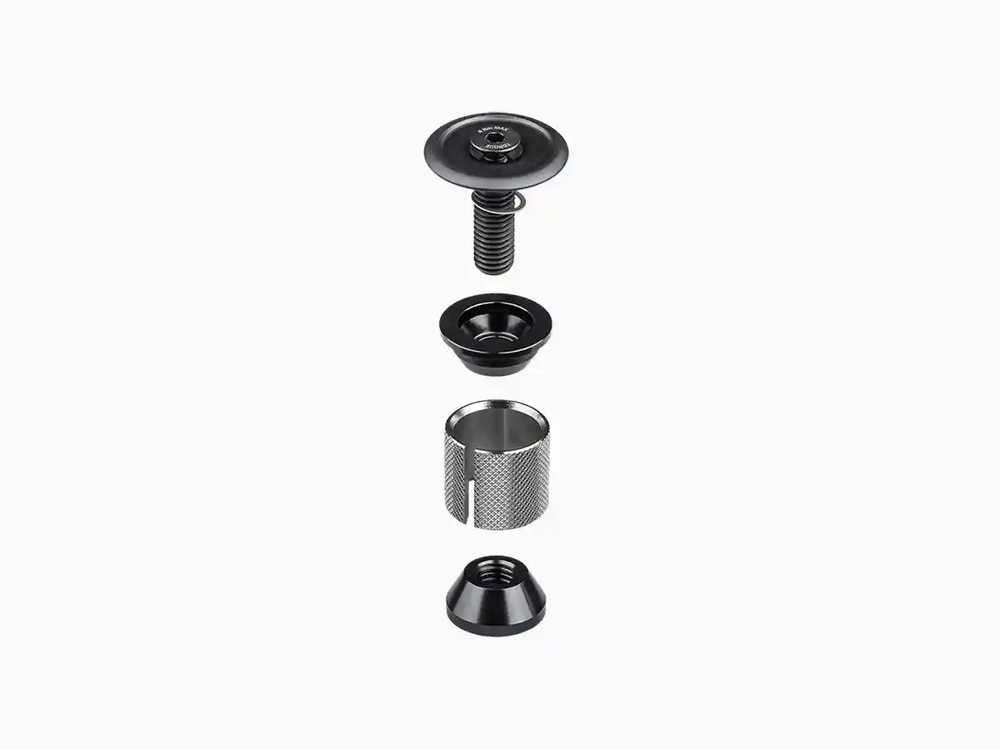 Bontrager（ボントレガー） ヘッドセット エクスパンダープラグ & トップキャップのそれぞれのパーツをばらした状態