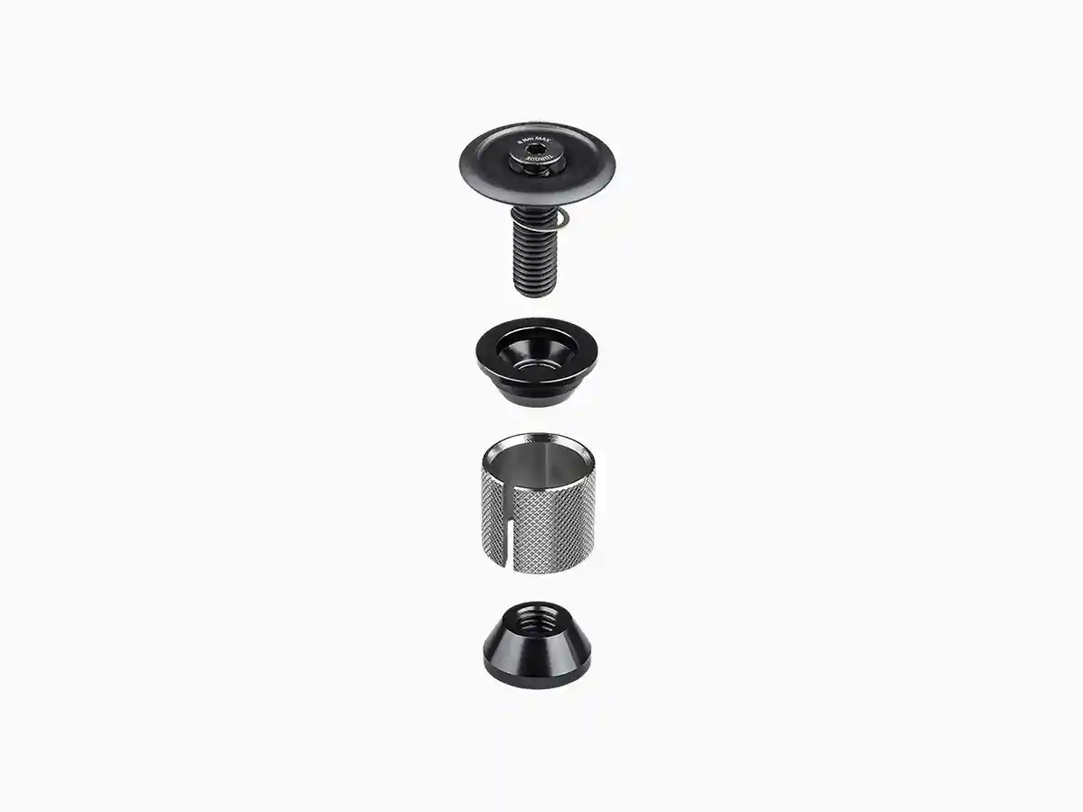 Bontrager（ボントレガー） ヘッドセット エクスパンダープラグ & トップキャップのそれぞれのパーツをばらした状態
