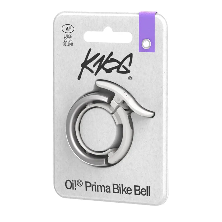 Knog（ノグ） Oi Prima Bike Bell（オイ プリマ バイク ベル）Primer Greyカラー Largeサイズ　パッケージ