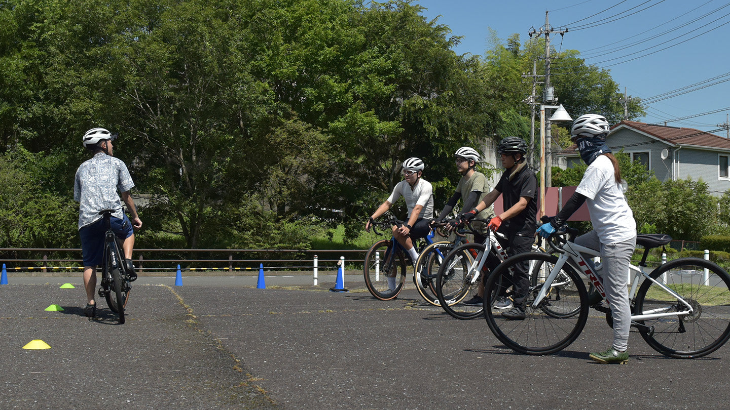 初心者ライド講習会　自転車にまたがる・走る・止まる・曲がるの基本を確認します。