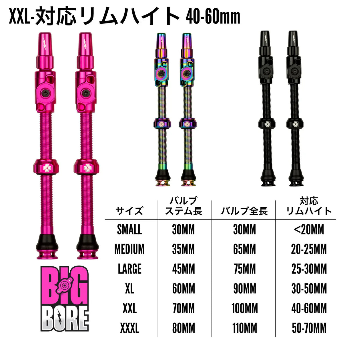 Muc-OFF チューブレスバルブ BIGBORE LITE 60mm Muc-Off Big Bore Lite Tubeless Valves XL – バイクプラス