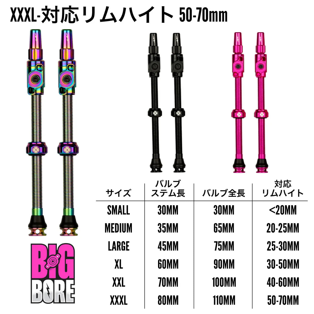 Muc-Off Big Bore Lite Tubeless Valves XXXL – バイクプラス