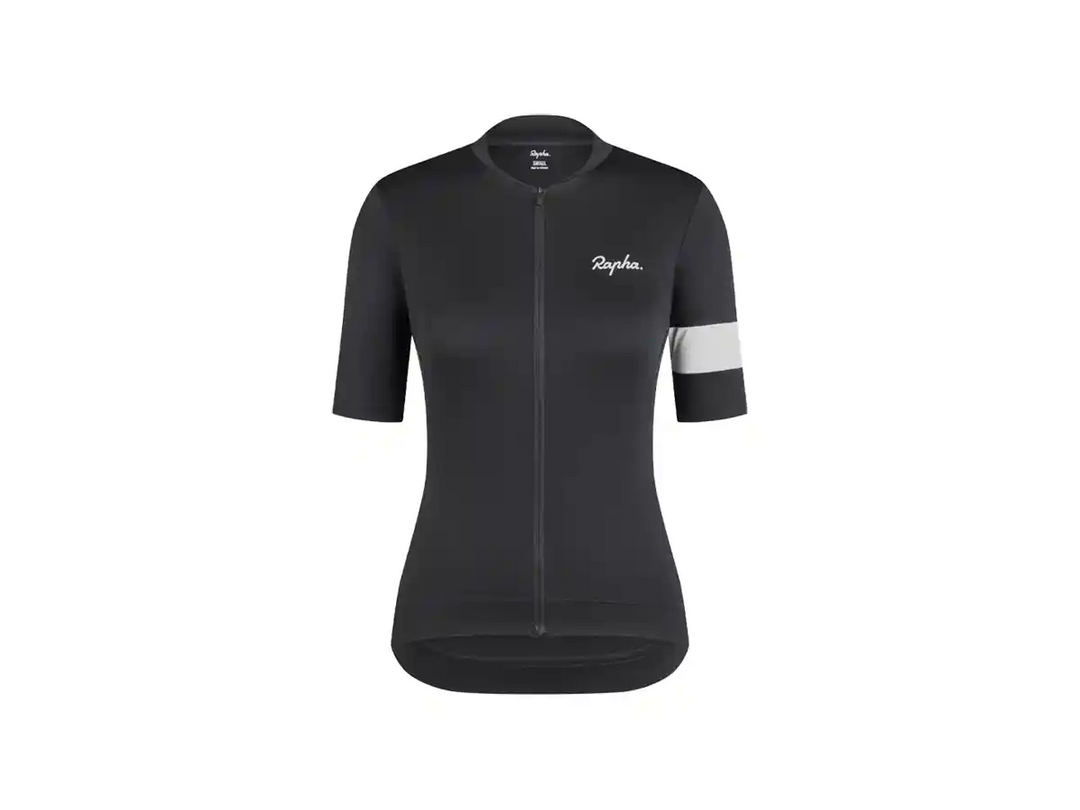 Rapha Coreウィメンズサイクリングジャージ ブラックホワイト前側