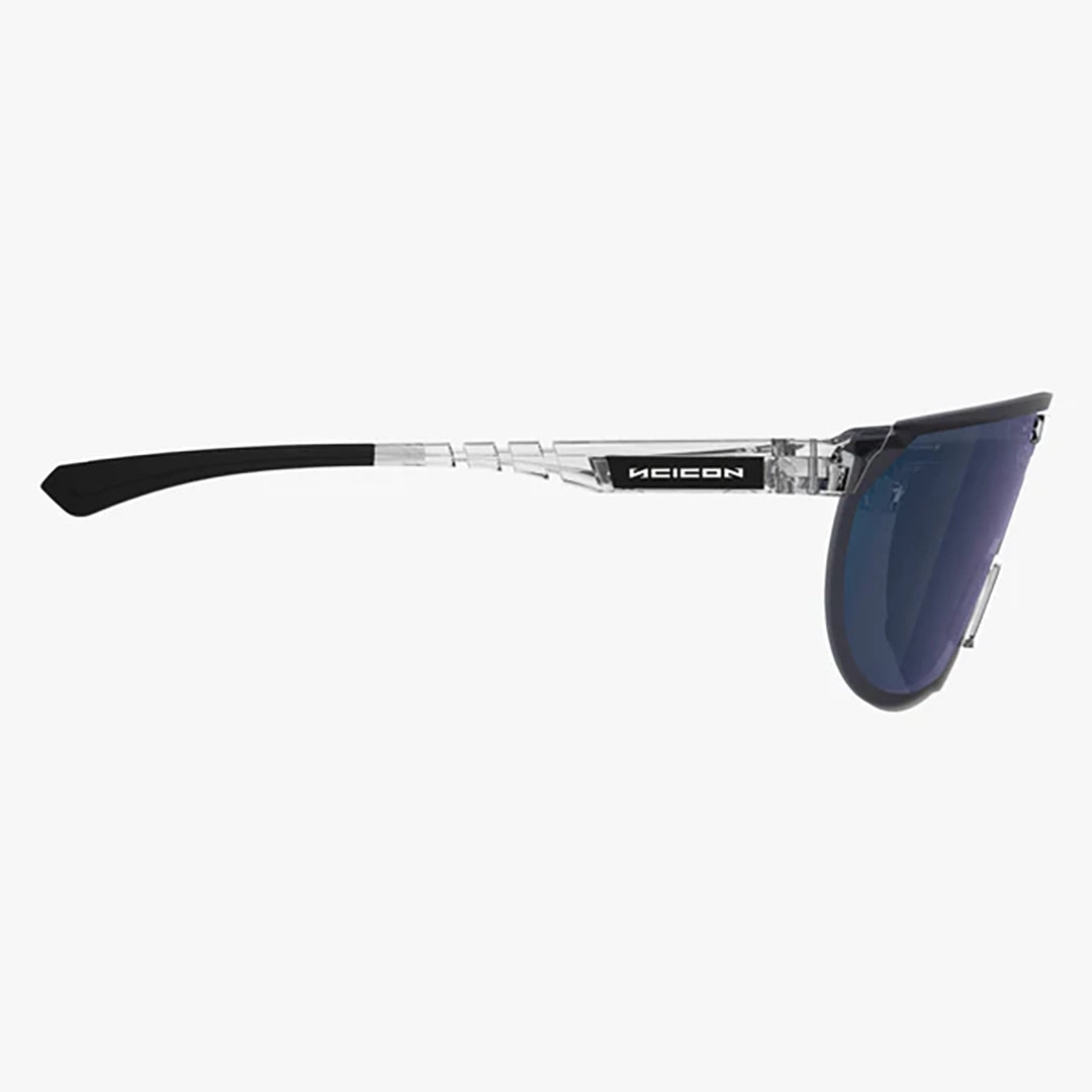 SCICON SPORTS AEROTAIL（シーコンスポーツ エアロトレイル）フレーム：クリスタルグロス　レンズ：マルチミラーブルー　アングル：真横から