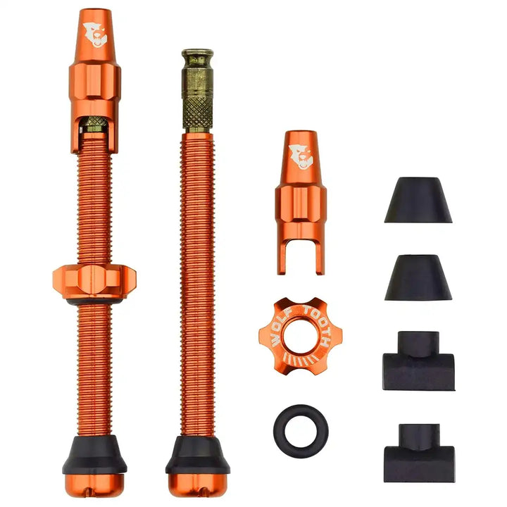 Wolf Tooth Tubeless Valve Stem Kit for Clik Valve 60mm（ウルフトゥース チューブレスバルブ60㎜ クリックバルブ）オレンジ