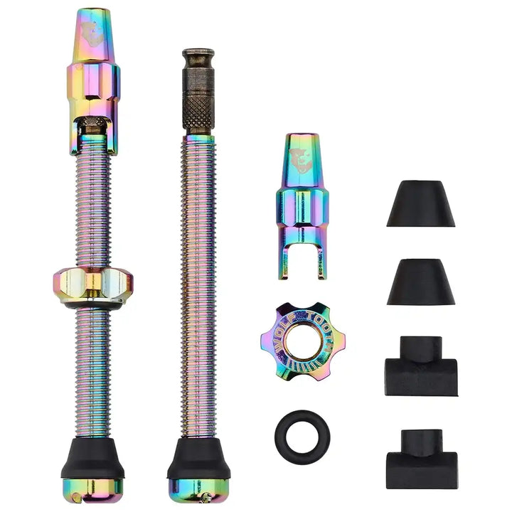 Wolf Tooth Tubeless Valve Stem Kit for Clik Valve 60mm（ウルフトゥース チューブレスバルブ60㎜ クリックバルブ）レインボー
