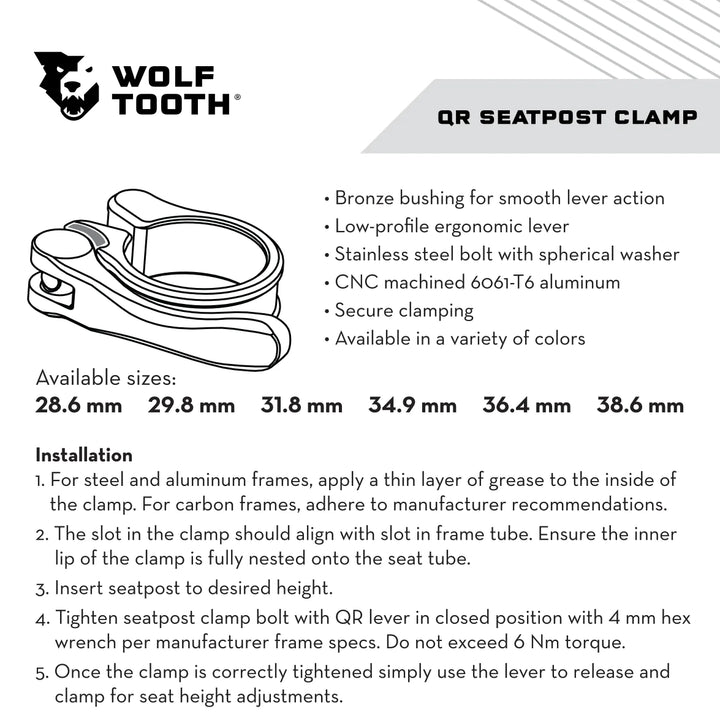 Wolf Tooth Seatpost Clamp Quick Release（ウルフトゥース シートポストクランプ クイックリリース）
